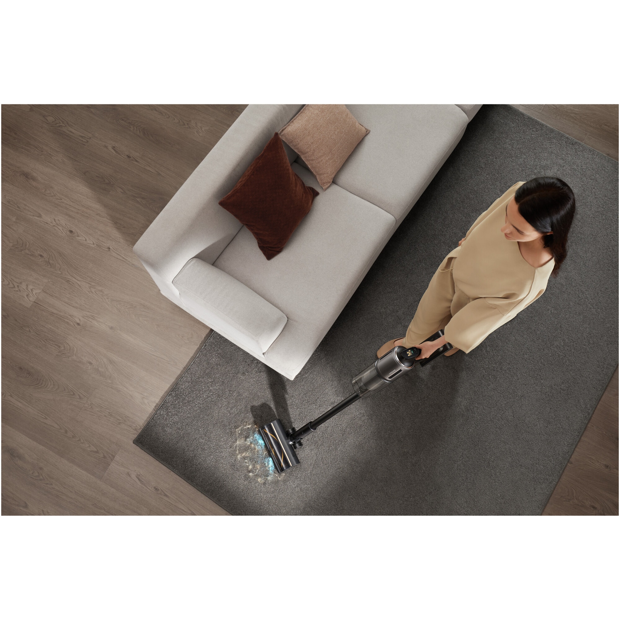 Aspirator vertical Dreame Z30 AquaCycle VZV77B, 28000Pa, 310AW, HEPA H14 99,99%, autonomie 90 min, baterie 3200mAh, rezervor 0,6L, perie umeda motorizat, perii CelesTect™ cu iluminare, perie anti-incurcare, LCD, negru-gri