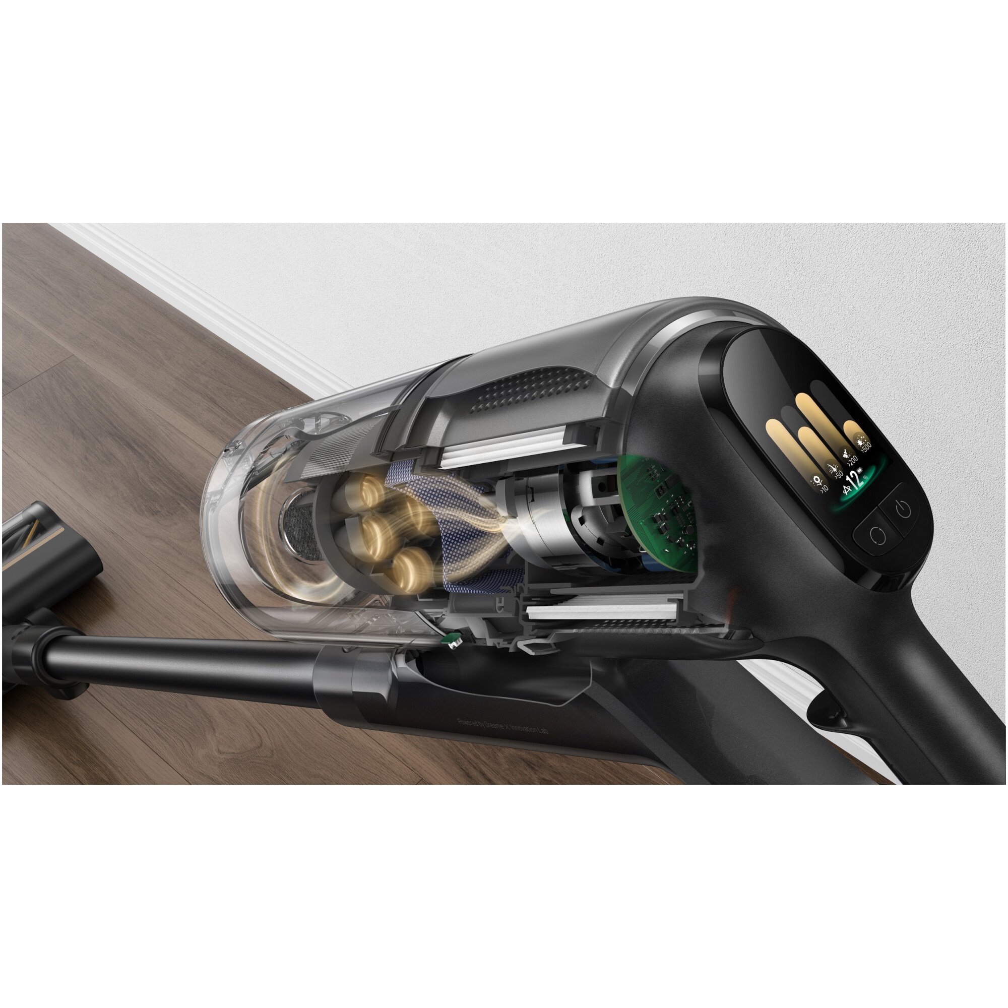 Aspirator vertical Dreame Z30 AquaCycle VZV77B, 28000Pa, 310AW, HEPA H14 99,99%, autonomie 90 min, baterie 3200mAh, rezervor 0,6L, perie umeda motorizat, perii CelesTect™ cu iluminare, perie anti-incurcare, LCD, negru-gri