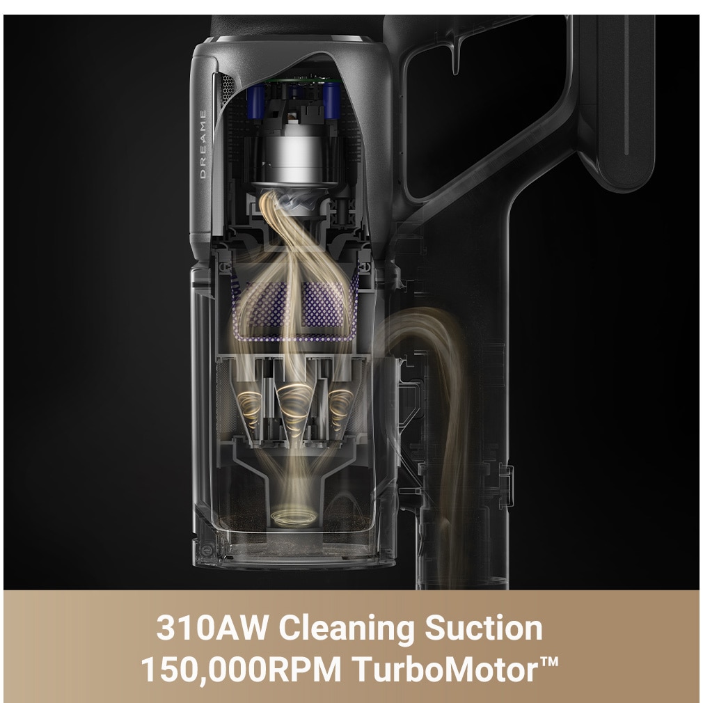 Aspirator vertical Dreame Z30 AquaCycle VZV77B, 28000Pa, 310AW, HEPA H14 99,99%, autonomie 90 min, baterie 3200mAh, rezervor 0,6L, perie umeda motorizat, perii CelesTect™ cu iluminare, perie anti-incurcare, LCD, negru-gri
