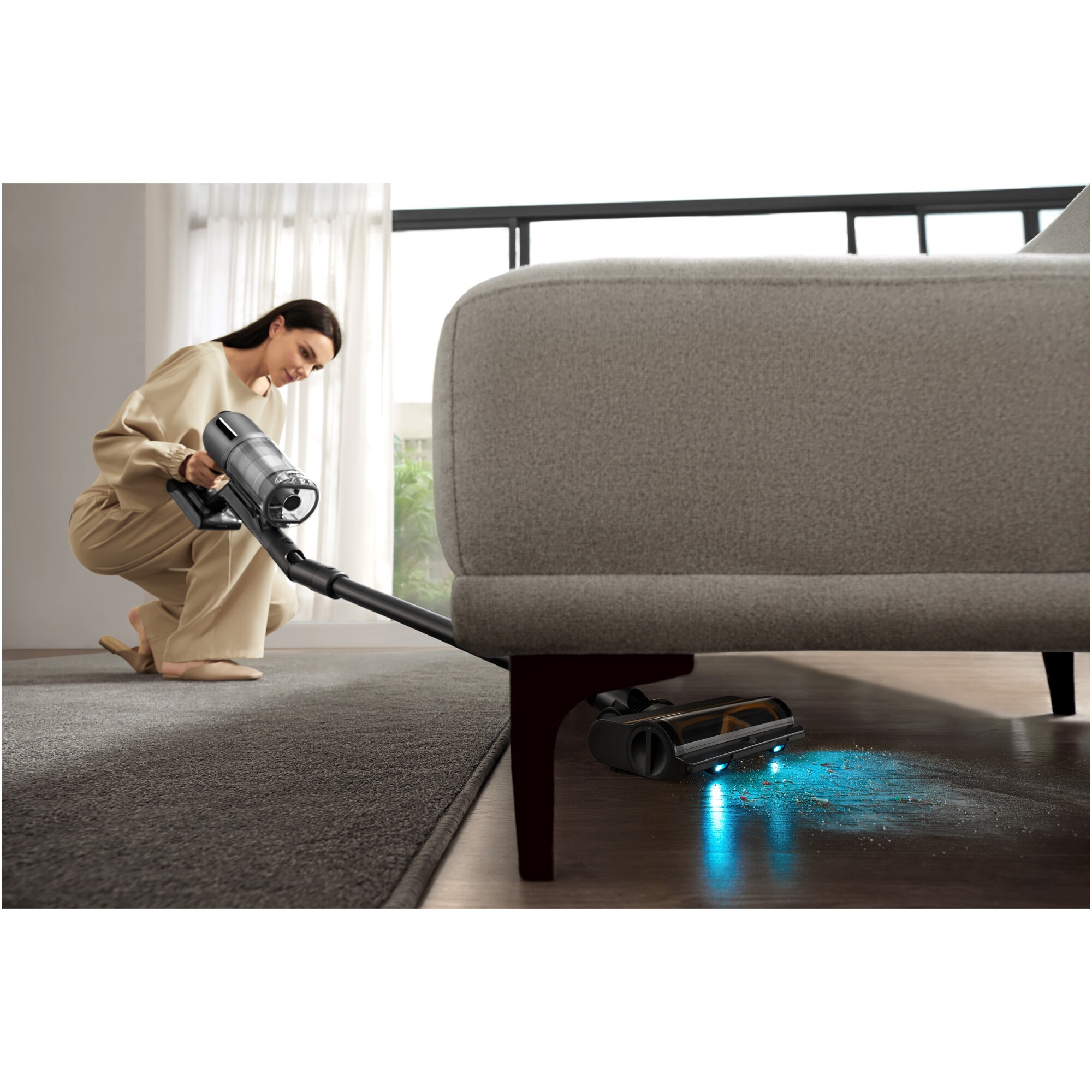 Aspirator vertical Dreame Z30 AquaCycle VZV77B, 28000Pa, 310AW, HEPA H14 99,99%, autonomie 90 min, baterie 3200mAh, rezervor 0,6L, perie umeda motorizat, perii CelesTect™ cu iluminare, perie anti-incurcare, LCD, negru-gri