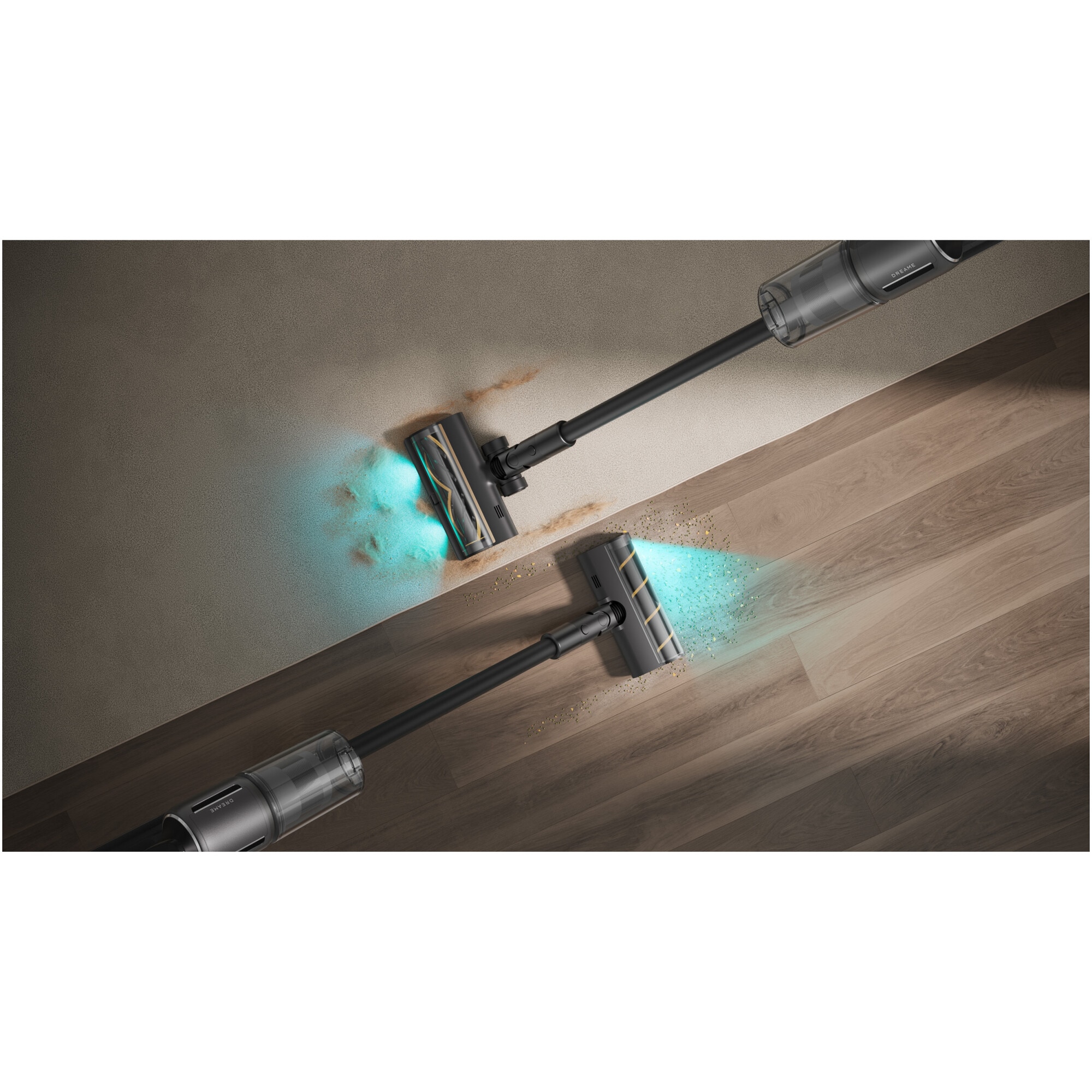 Aspirator vertical Dreame Z30 AquaCycle VZV77B, 28000Pa, 310AW, HEPA H14 99,99%, autonomie 90 min, baterie 3200mAh, rezervor 0,6L, perie umeda motorizat, perii CelesTect™ cu iluminare, perie anti-incurcare, LCD, negru-gri