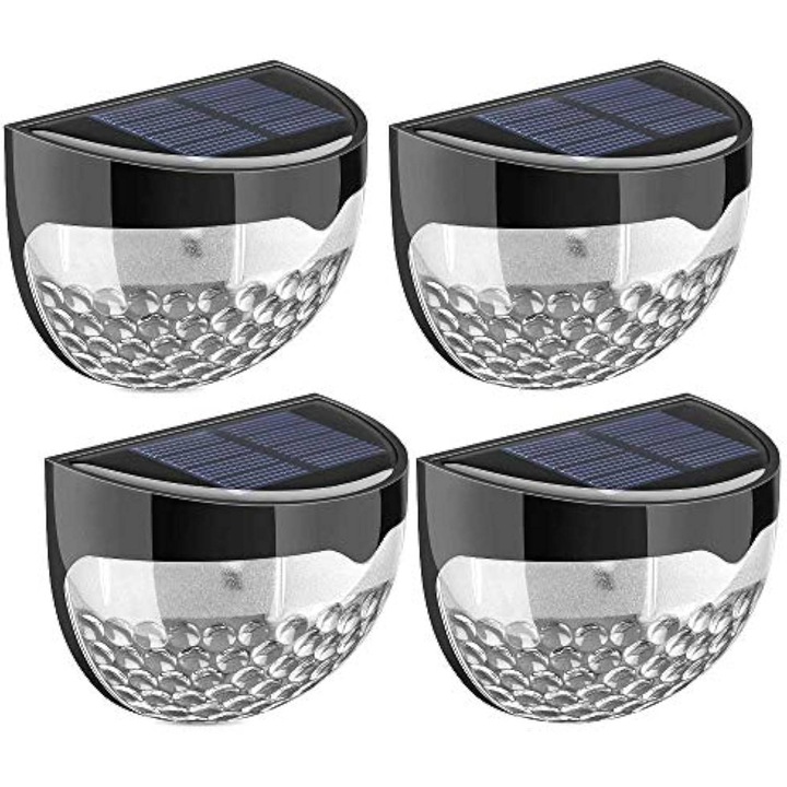 Комплект от 4 интелигентни соларни лампи, FngyuyeUIB, автоматично управление, бели, IP65