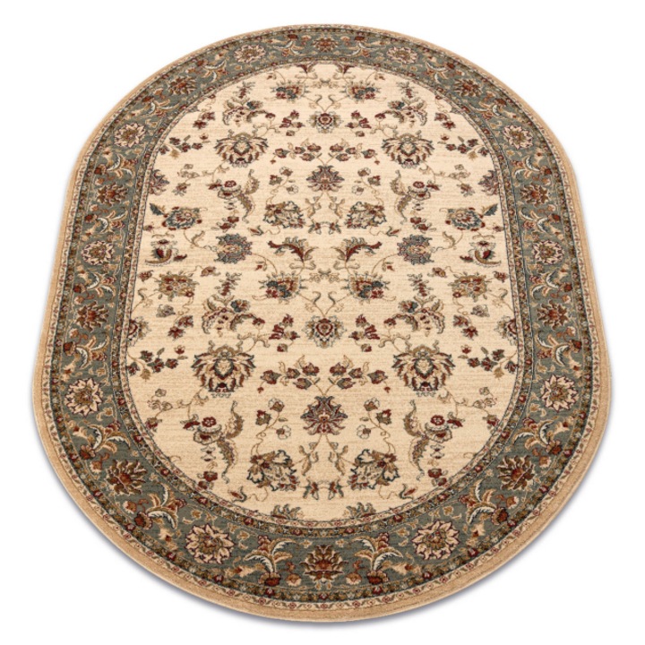 Covor de lana Dywany Łuszczów Polonia Madras 2, oval, flori, iasomie, verde, 170x235 cm