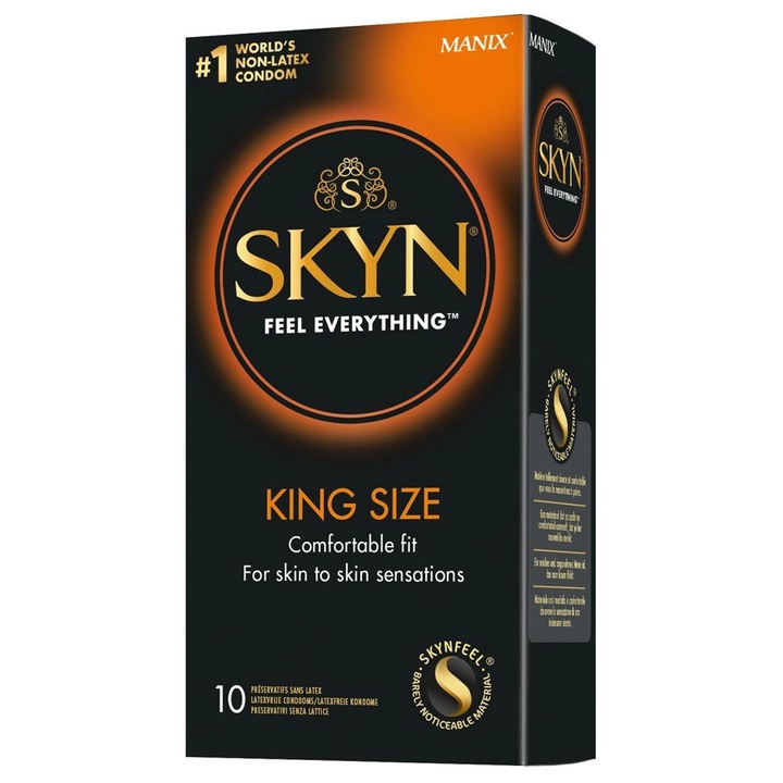 Prezervative SKYN King Size, 10 bucati, 190x56mm, transparent