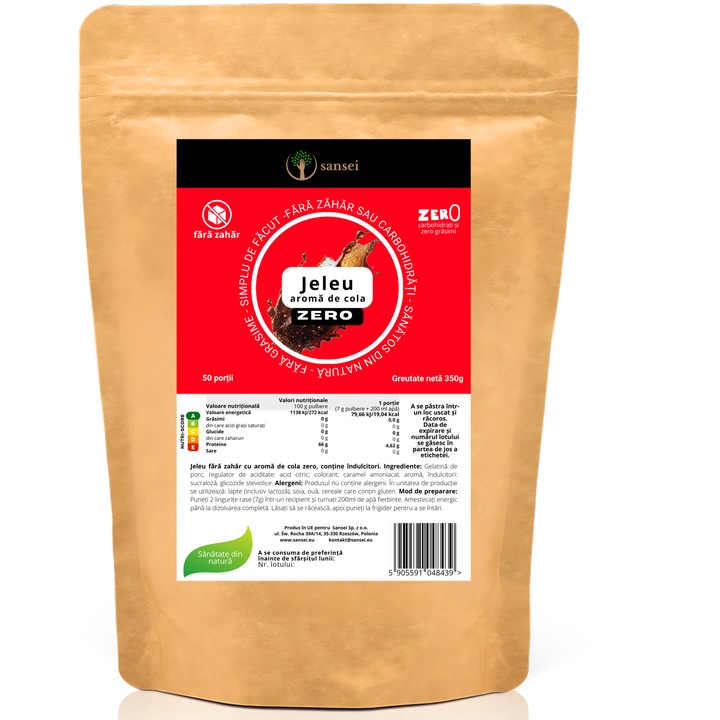 Jeleu KETO fara zahar, carbohidrati 350g 50 portii COLA FIT Reduction