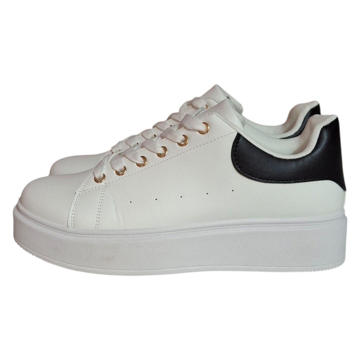 Női fehér és fekete ekológikus bőr sportcipő, 40-es