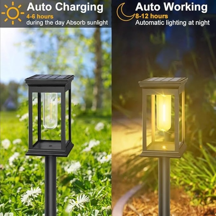 Lampa Solară Antbro Gradină IP65, Rezistentă la Apă, 3 Niveluri de Înălțime, Lumina Caldă