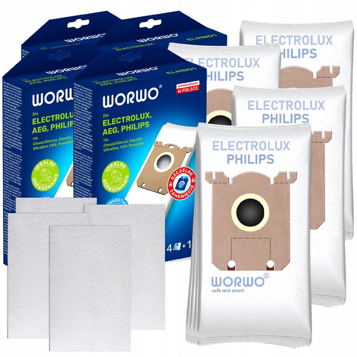 16x sac pentru aspirator sintetici, compatibili cu Electrolux AEG + 4x filtru de intrare, flizeline, inlocuire, set