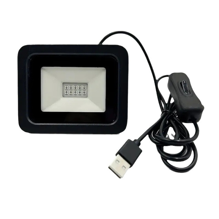Lampa LED UV, 10W, lungime de unda 400nm, 10 margele de lampa, detectarea fluorescentei, utilizata in principal in baruri, atmosfera de scena, negru