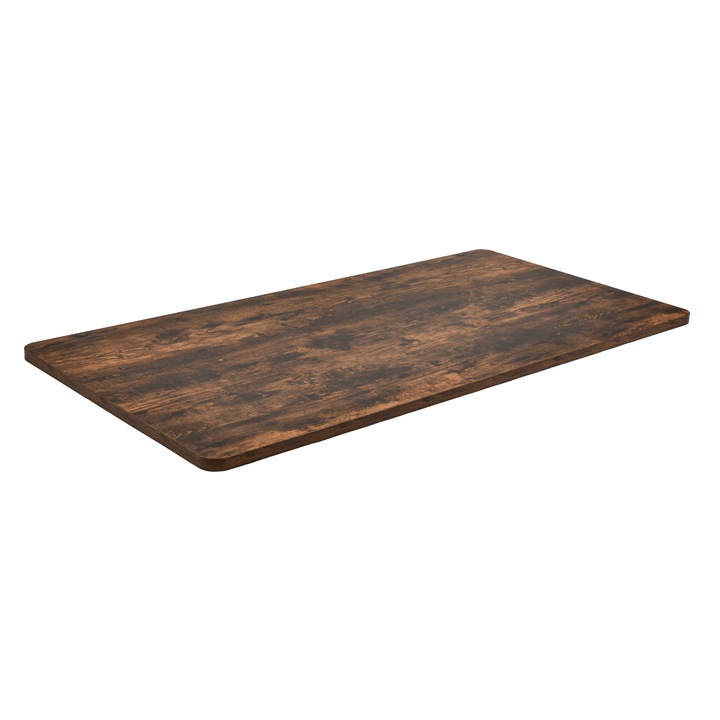 Blat Birou 160x80 cm, 25 mm Grosime, Colturi Rotunjite, PAL Melaminat StableDesk pe amble parti, Maro Inchis (Rustic), Rezistent, Pentru Birou Reglabil, Masa, Statie de Lucru, Home Office