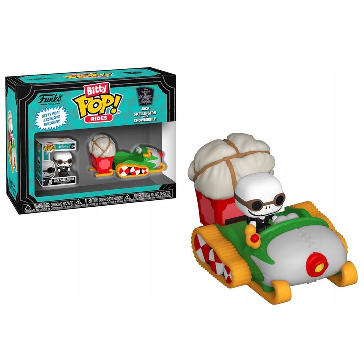 Funko POP Bitty Кошмарът преди Коледа 104 фигурка на Джак Скелингтън - снегомобил, многоцветна, 2,5 инча