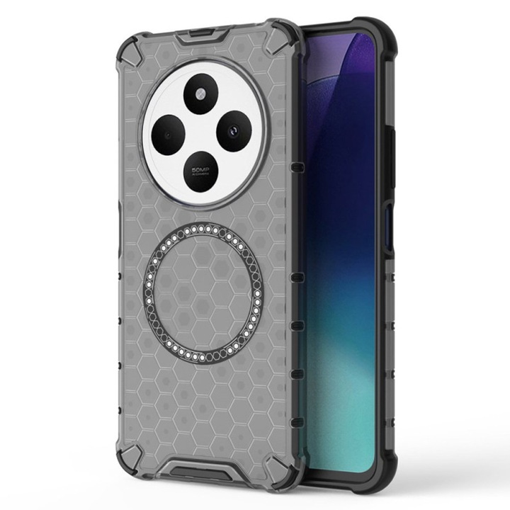 Xiaomi Redmi 14C / Poco C75 Daden® méhsejttok, MagSafe, ütésálló, fokozott védelem, vezeték nélküli töltés, füstfekete