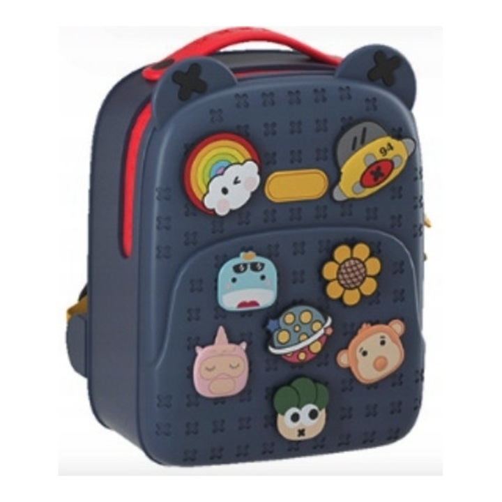 Rucsac, fara accesorii, bleumarin, 25x34x16 cm, 8 accesorii, impermeabil, silicon, pentru copii, pentru fete, bretele reglabile, maner deasupra, spatios