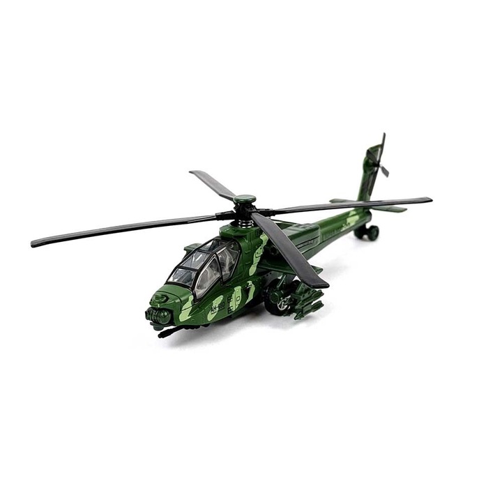 Elicopter metalic, Militar, Sunet, Lumini, Verde, Fara ambalaj