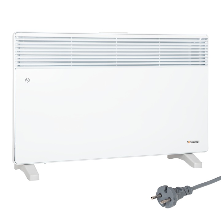 Convector electric de podea Warmtec EWX-2000, 2000 W, termostat mecanic, 2 trepte incalzire, 74 x 45 x 8 cm, Alb