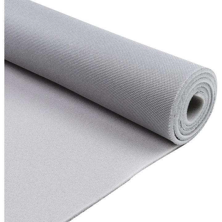 Material plafon auto, textil, gri deschis, 100x150cm, pentru reconditionare interior auto cu spate buretat