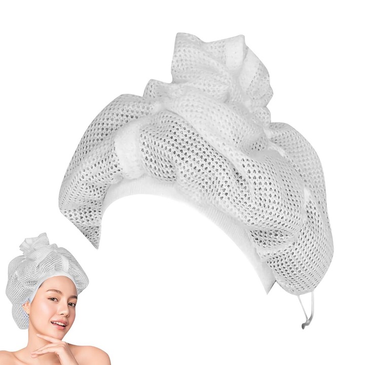 Set 2 Plase de protectie pentru uscarea parului cret si ondulat, ajustabile, cu snur, Alb