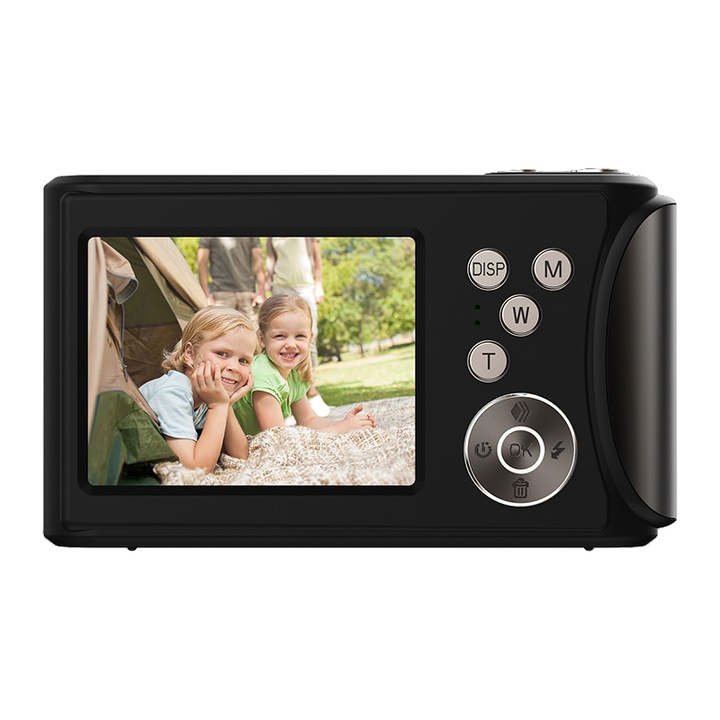 Digitális fényképezőgép, 96 megapixeles, 1080P, 64 GB, 18x digitális zoom, 2,4 hüvelykes képernyő, AF autofókusz, HD videó, 650 mAh, kompakt és hordozható, fekete
