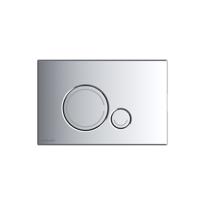 Бутон за отпушване Ringo за тоалетна чиния Shiro 2.0, хром, дебелина 6 мм, две функции за отпушване