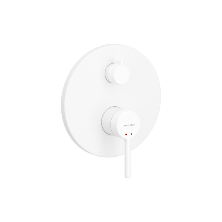 Zuhanycsaptelep és keskeny, 2 funkciós szelep, Excellent, matt fehér, Kerox kerámiafejjel, Neoperl Slim perlátorral