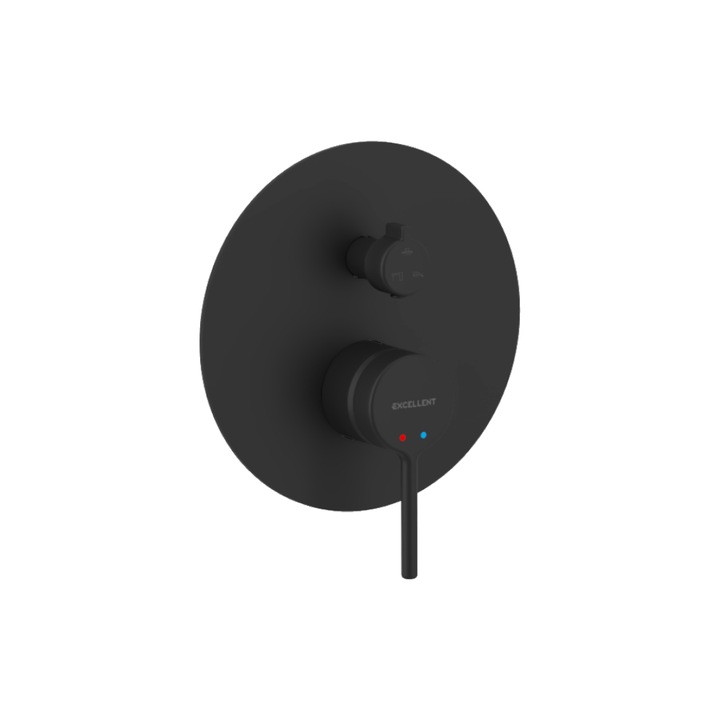 Zuhanycsaptelep és keskeny, 2 funkciós szelep, Excellent, matt fekete, Kerox kerámiafejjel, Neoperl Slim perlátorral