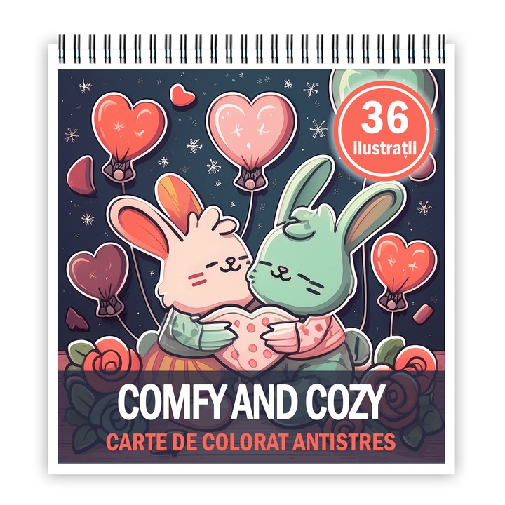 Carte de colorat de buzunar, 40 de ilustratii Comfy and Cozy, 86 pagini, Format: A6 - 10.5x10.5cm, Editura Cadouri Legendare