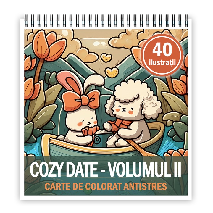 Carte de colorat de buzunar, 40 de ilustratii Cozy Date - Volumul II, 86 pagini, Format: A6 - 10.5x10.5cm, Editura Cadouri Legendare
