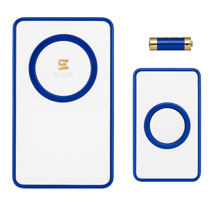 Sonerie Wireless ELARO, 36 melodii, rază 100m, alb/albastru