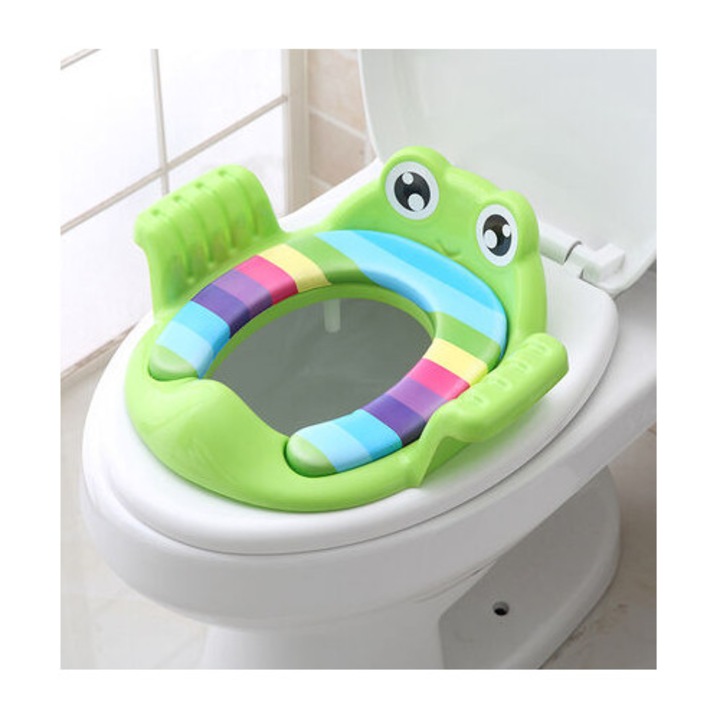 Scaun de toaleta pentru copii, multifunctional, design antiderapant, material non-toxic, 1-8 ani, pliabil, verde