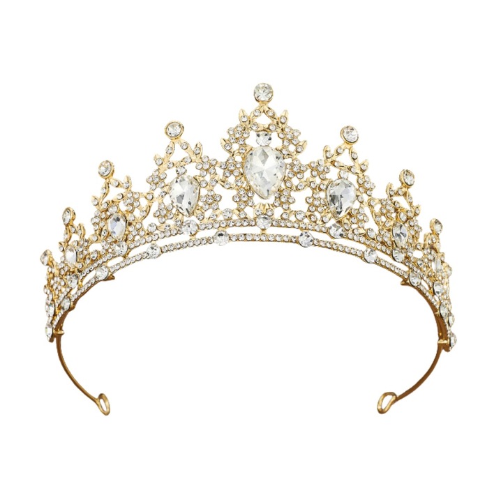 Diadema argintie cu cristale, aliaj si pietre, 14.5cm*5.5cm, tiara de mireasa, tiara printesa, tiara si coroane, decoratiuni accesorii pentru par, cristale stralucitoare, potrivite pentru femei, fete, nunti, baluri, petreceri aniversare, aur