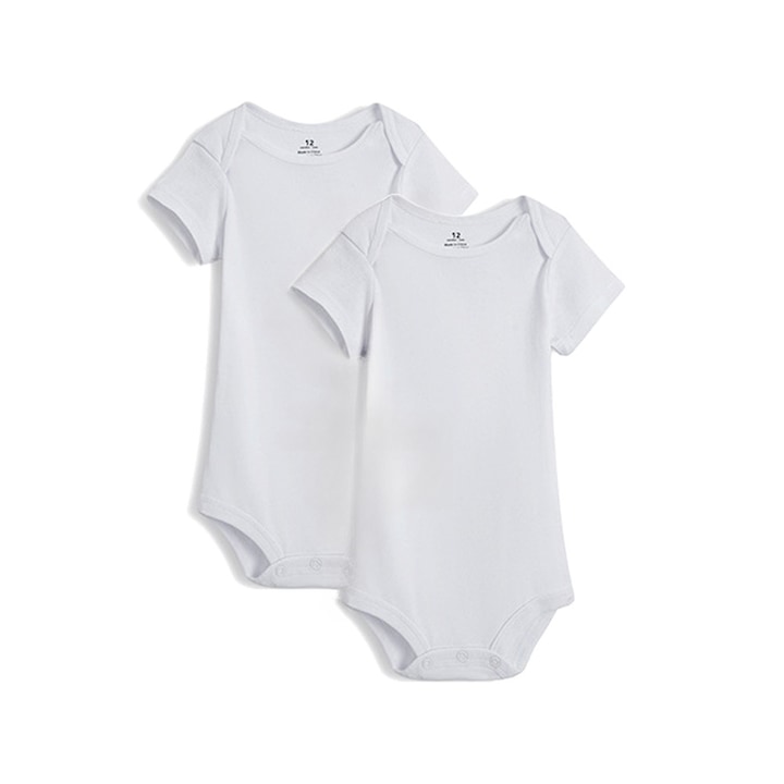 Set 2 body-uri pentru bebelusi, Ronyes, maneca scurta, alb, 68cm, bumbac