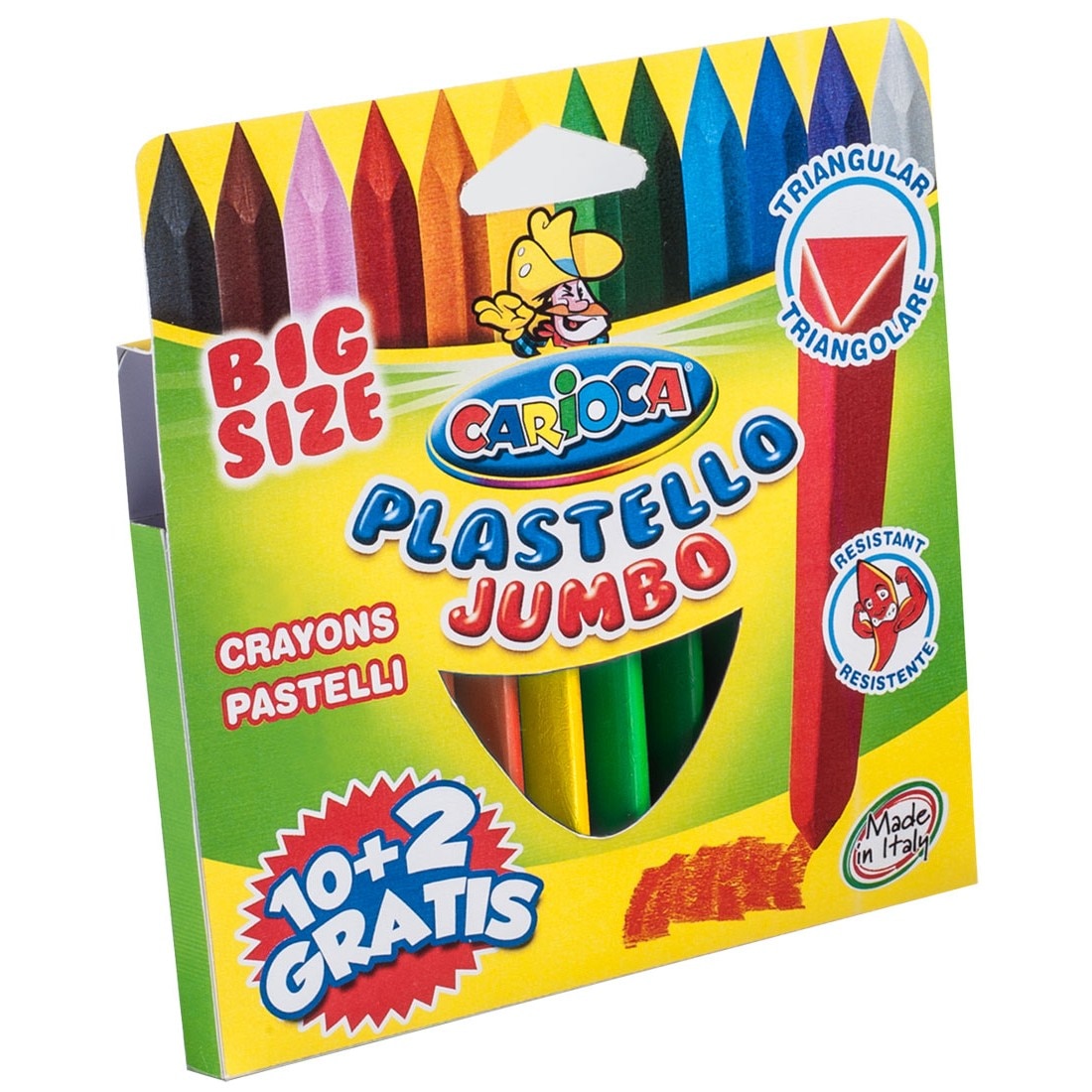 Set creioane colorate triunghiulare Jumbo Carioca, 12 bucati