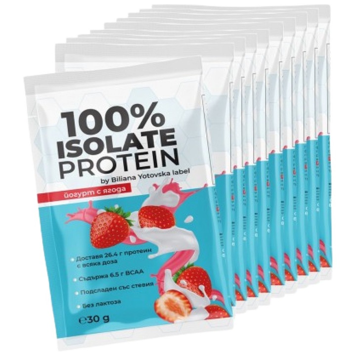 Суроватъчен протеин Biliana Yotovska 100% Isolate Protein with Added Stevia, Бисквити и сметана, 30 грама