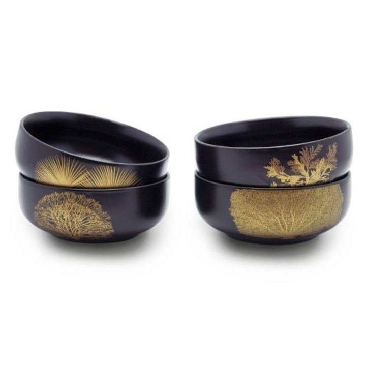 Kerámia tálkaszett 4db-os, arany mintával,15,3x6cm