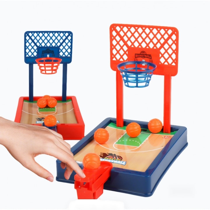 Jucarii interactive de baschet, 1 set de 2 piese, mini set de jucarii portabile de calatorie, jocuri de masa de interior sau in aer liber, 4 ani ， PVC ，baieti