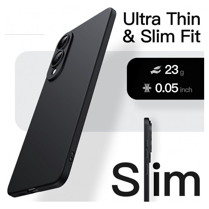 Husa Upzz® Ultra Slim New Compatibila Cu Samsung Galaxy S25 Edge, Silicon Soft Slim, Protectie La Camera, Negru