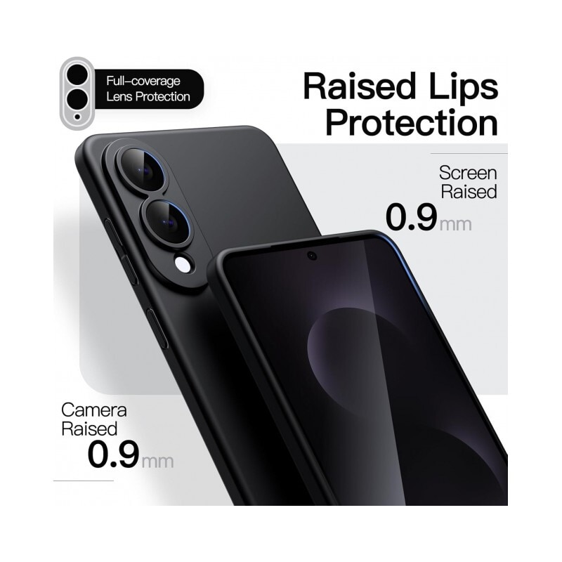 Husa Upzz® Ultra Slim New Compatibila Cu Samsung Galaxy S25 Edge, Silicon Soft Slim, Protectie La Camera, Negru