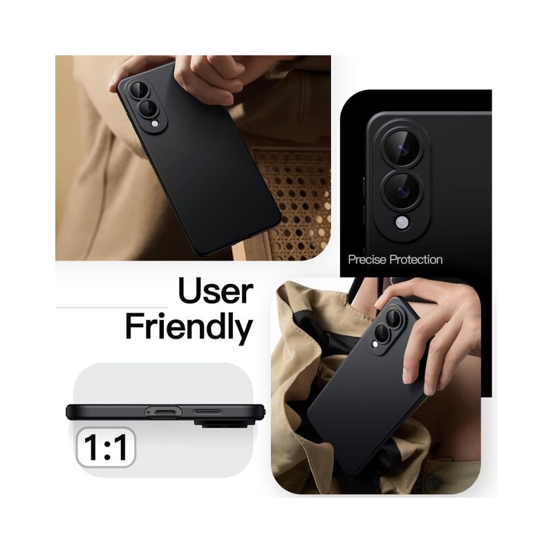 Husa Upzz® Ultra Slim New Compatibila Cu Samsung Galaxy S25 Edge, Silicon Soft Slim, Protectie La Camera, Negru