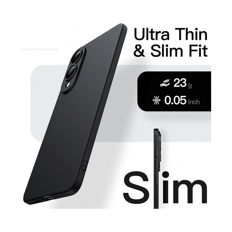 Husa Upzz® Ultra Slim New Compatibila Cu Samsung Galaxy S25 Edge, Silicon Soft Slim, Protectie La Camera, Negru