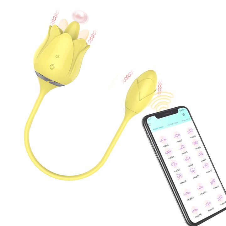 LOTUSIF vibrátor nőknek, 12 nyalási mód és 12 rezgési mód, erotikus mellnyalás, hüvelyi masszázs, csendes ≤ 50dB, stimulálja a csiklót és a G-pontot, ideális nők és párok számára, sárga szín