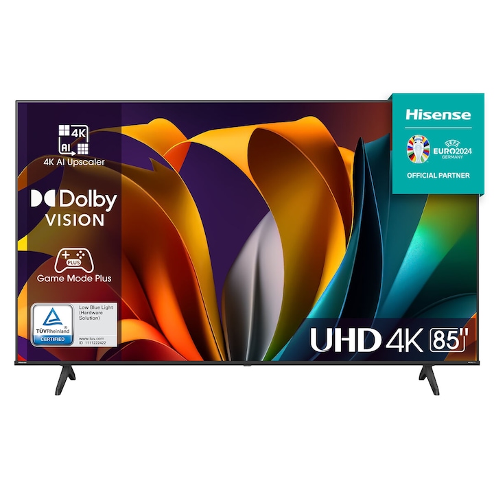 Смарт телевизор, LED, 85" Hisense 4K Ultra HD, черен, Bluetooth, Wi-Fi