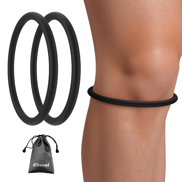 Set 2 suporturi pentru tendon rotulian, Chucai, silicon, negru, One Size