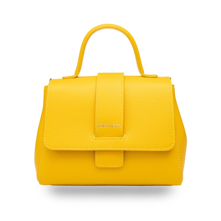 Geanta dama din piele naturala galben Ranya