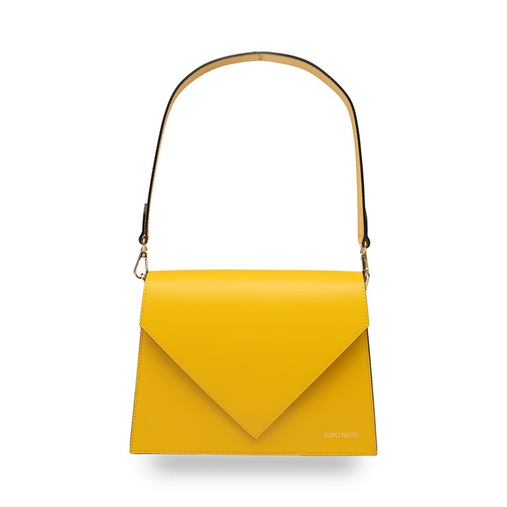 Geanta dama din piele naturala galben Rebeca