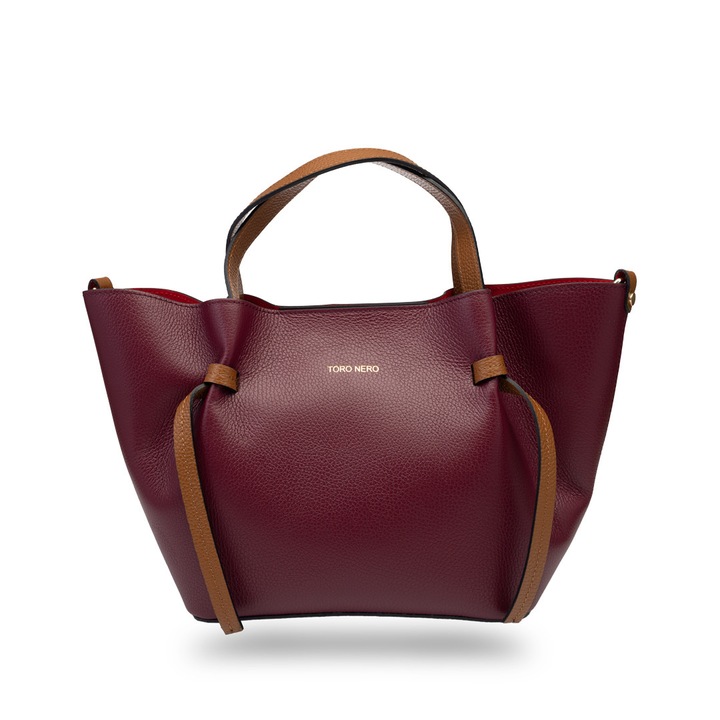 Geanta dama din piele naturala bordo Loretta