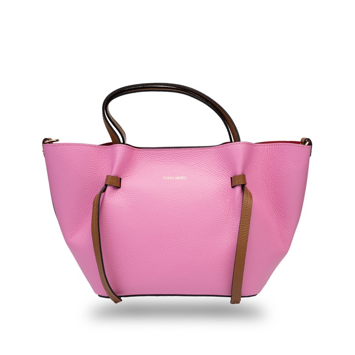 Geanta dama din piele naturala fucsia Loretta