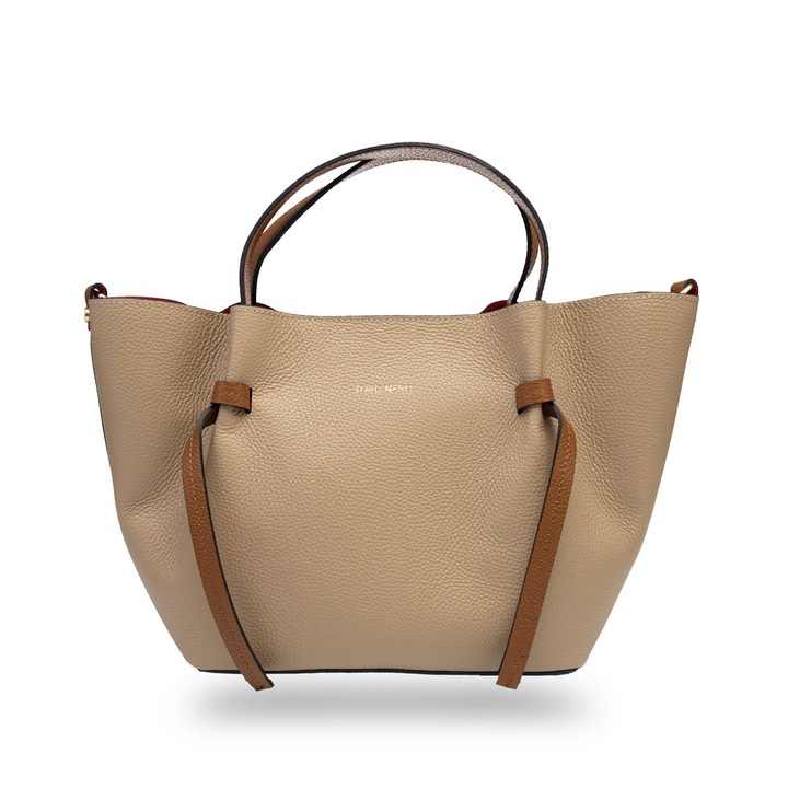 Geanta dama din piele naturala taupe deschis Loretta