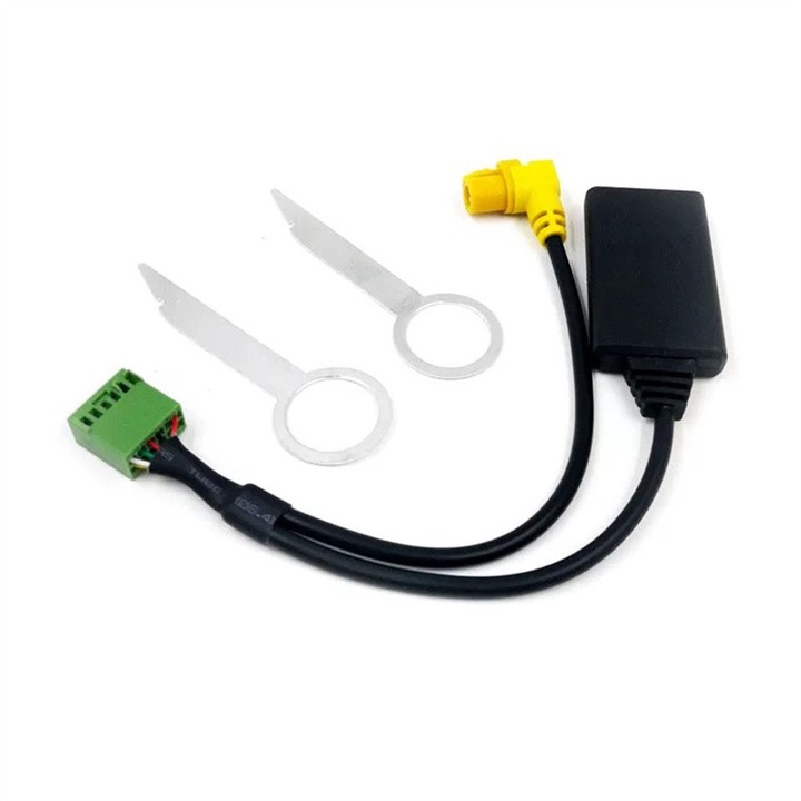 Cablu adaptor Bluetooth pentru Mmi 3G Ami AUX 12 pini wireless Audi Q5 A6 A4 Q7 A5 S5, intrare audio stereo externa, adaptor 12 pini si 4 pini, cablu Bluetooth 5.0, negru, 27 cm