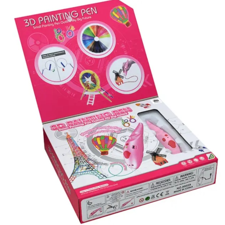 3D ceruza elemmel és sablonnal – 3D toll rajzoláshoz, rózsaszín