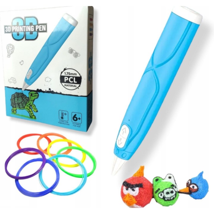 3D toll sablonnal, 3D rajzjáték, kék színű, 1,75 mm